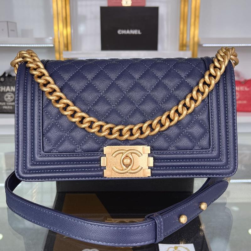Chanel 2.55 Classic A67086 Fine Ball Pattern Diamond Grid Royal Blue Gilded Gold Buckle